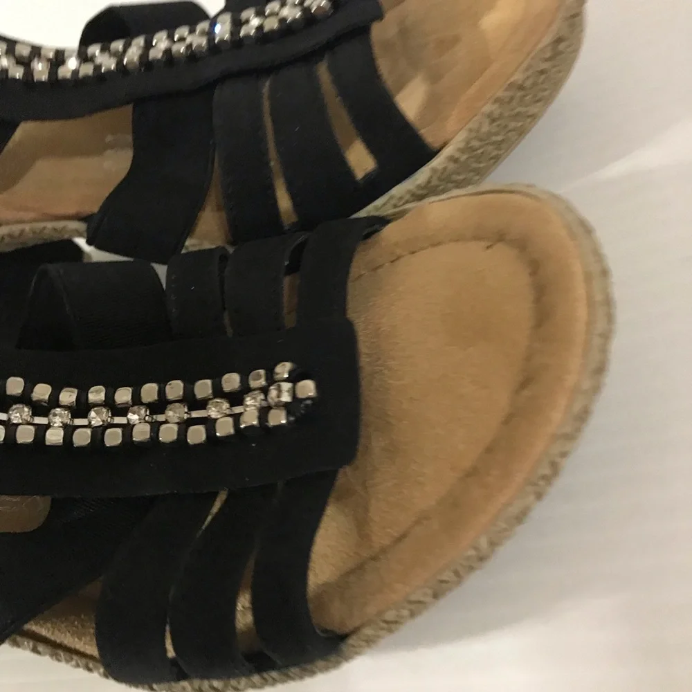 NWOT rieker Black Embellished Slingback Heeled Sandals - Women Size 36